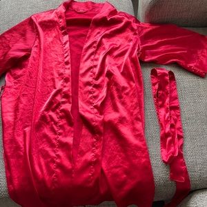 Silky red robe.